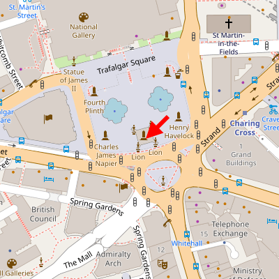 Large scale map showing location of Nelson's Column