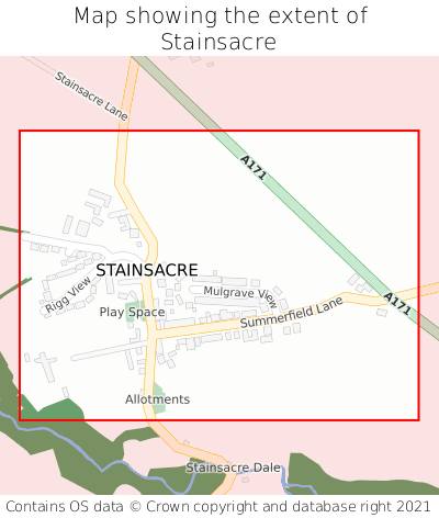 Map showing extent of Stainsacre as bounding box