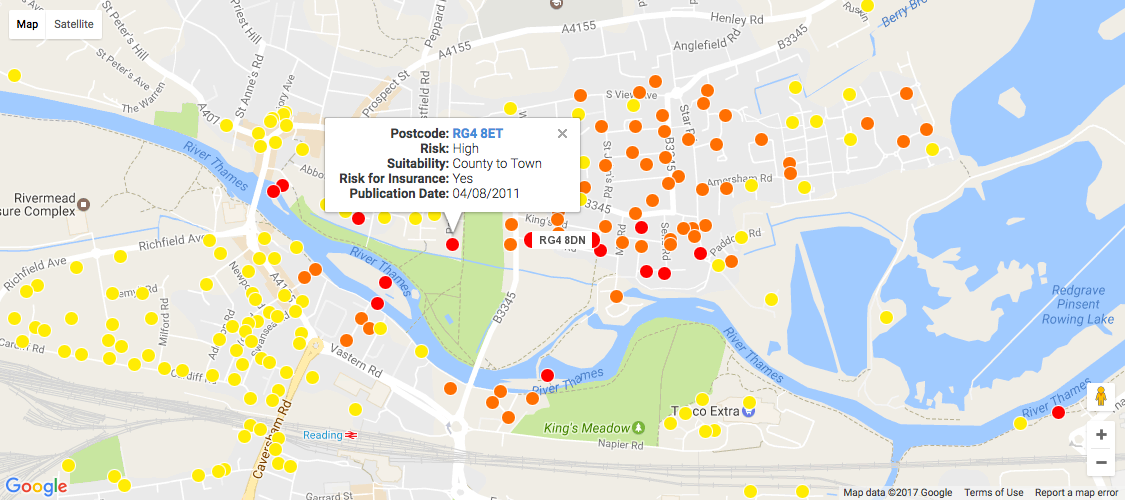 Flood Risk By Postcode Screenshot 