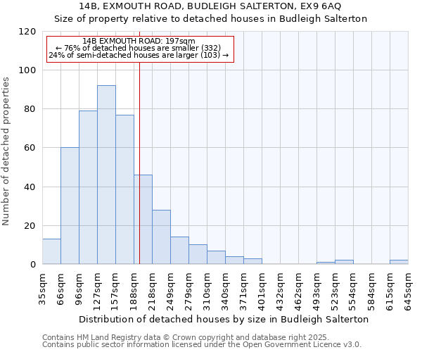 14B, EXMOUTH ROAD, BUDLEIGH SALTERTON, EX9 6AQ: Size of property relative to detached houses in Budleigh Salterton