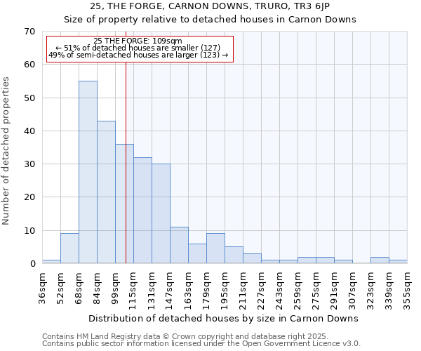 25, THE FORGE, CARNON DOWNS, TRURO, TR3 6JP: Size of property relative to detached houses in Carnon Downs