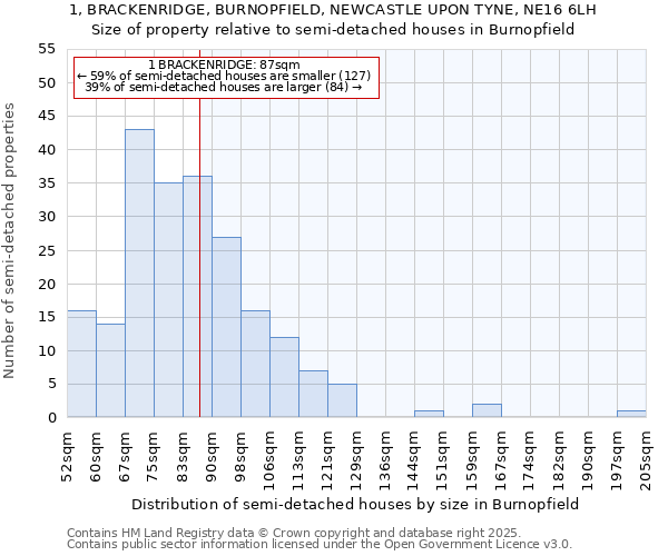 1, BRACKENRIDGE, BURNOPFIELD, NEWCASTLE UPON TYNE, NE16 6LH: Size of property relative to detached houses in Burnopfield