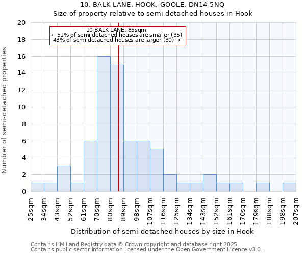 10, BALK LANE, HOOK, GOOLE, DN14 5NQ: Size of property relative to detached houses in Hook