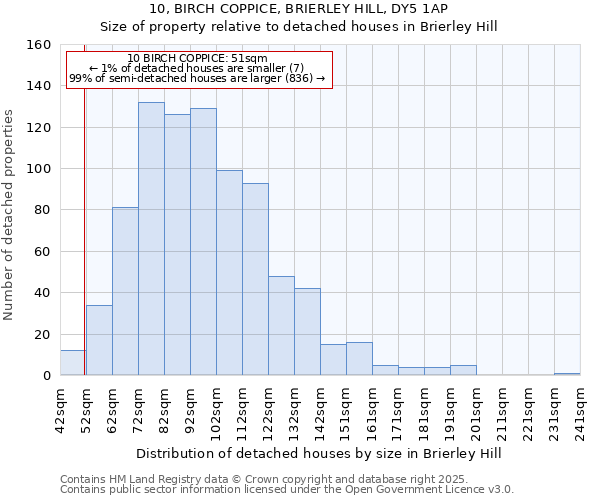 10, BIRCH COPPICE, BRIERLEY HILL, DY5 1AP: Size of property relative to detached houses in Brierley Hill