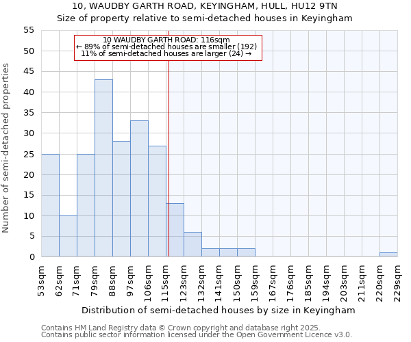 10, WAUDBY GARTH ROAD, KEYINGHAM, HULL, HU12 9TN: Size of property relative to detached houses in Keyingham