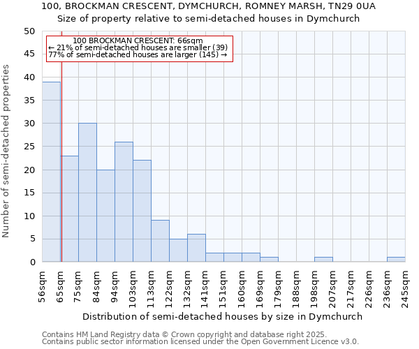 100, BROCKMAN CRESCENT, DYMCHURCH, ROMNEY MARSH, TN29 0UA: Size of property relative to detached houses in Dymchurch