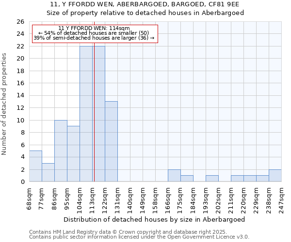 11, Y FFORDD WEN, ABERBARGOED, BARGOED, CF81 9EE: Size of property relative to detached houses in Aberbargoed