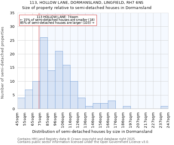 113, HOLLOW LANE, DORMANSLAND, LINGFIELD, RH7 6NS: Size of property relative to detached houses in Dormansland