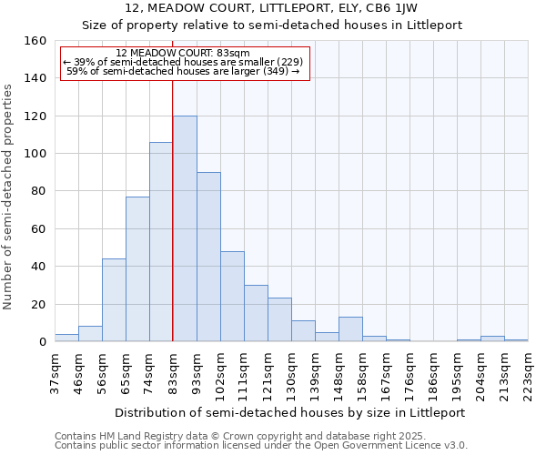 12, MEADOW COURT, LITTLEPORT, ELY, CB6 1JW: Size of property relative to detached houses in Littleport