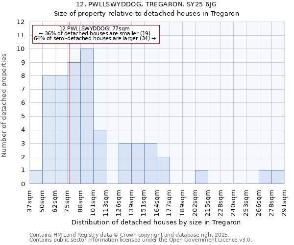 12, PWLLSWYDDOG, TREGARON, SY25 6JG: Size of property relative to detached houses in Tregaron