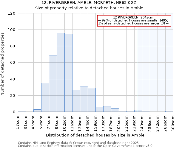 12, RIVERGREEN, AMBLE, MORPETH, NE65 0GZ: Size of property relative to detached houses in Amble