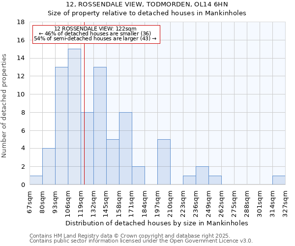 12, ROSSENDALE VIEW, TODMORDEN, OL14 6HN: Size of property relative to detached houses in Mankinholes