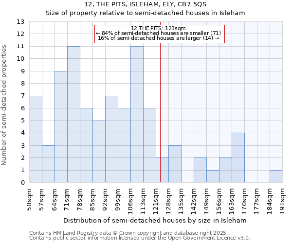 12, THE PITS, ISLEHAM, ELY, CB7 5QS: Size of property relative to detached houses in Isleham