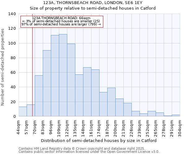 123A, THORNSBEACH ROAD, LONDON, SE6 1EY: Size of property relative to detached houses in Catford