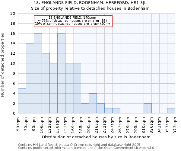 18, ENGLANDS FIELD, BODENHAM, HEREFORD, HR1 3JL: Size of property relative to detached houses in Bodenham