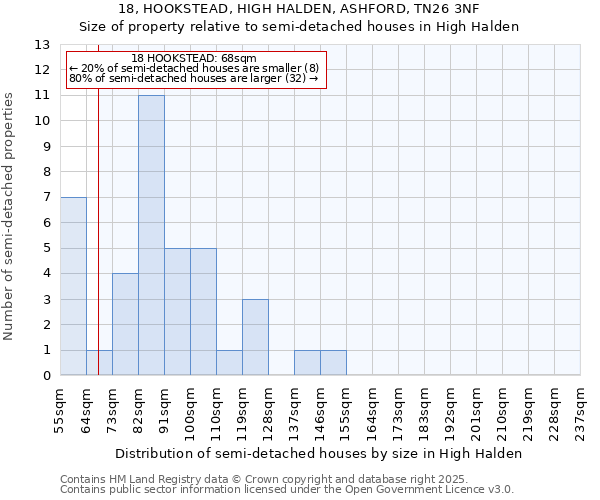 18, HOOKSTEAD, HIGH HALDEN, ASHFORD, TN26 3NF: Size of property relative to detached houses in High Halden