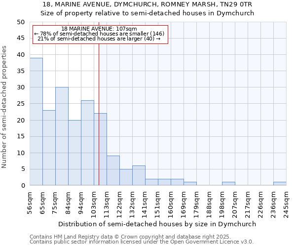 18, MARINE AVENUE, DYMCHURCH, ROMNEY MARSH, TN29 0TR: Size of property relative to detached houses in Dymchurch