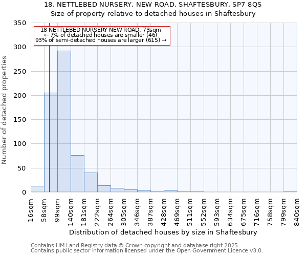 18, NETTLEBED NURSERY, NEW ROAD, SHAFTESBURY, SP7 8QS: Size of property relative to detached houses in Shaftesbury