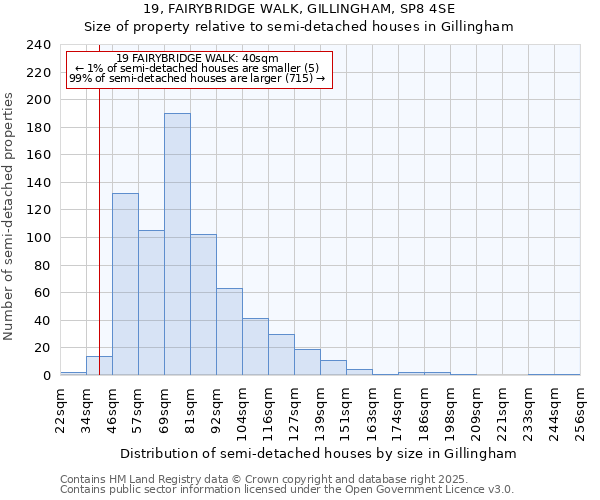 19, FAIRYBRIDGE WALK, GILLINGHAM, SP8 4SE: Size of property relative to detached houses in Gillingham