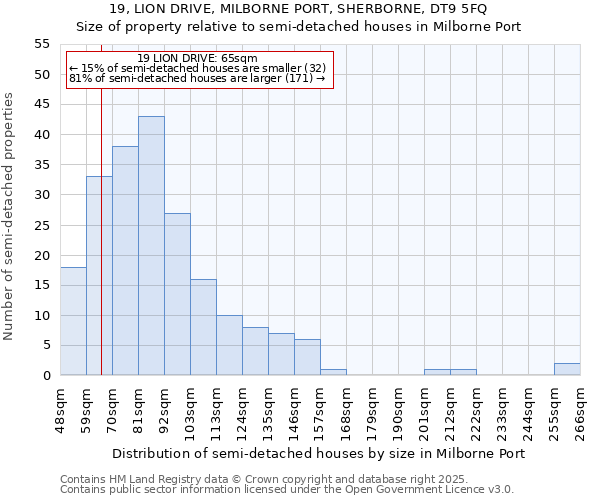 19, LION DRIVE, MILBORNE PORT, SHERBORNE, DT9 5FQ: Size of property relative to detached houses in Milborne Port