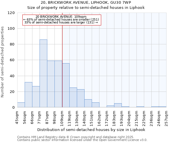 20, BRICKWORK AVENUE, LIPHOOK, GU30 7WP: Size of property relative to detached houses in Liphook