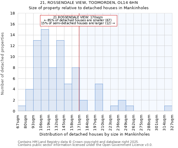 21, ROSSENDALE VIEW, TODMORDEN, OL14 6HN: Size of property relative to detached houses in Mankinholes