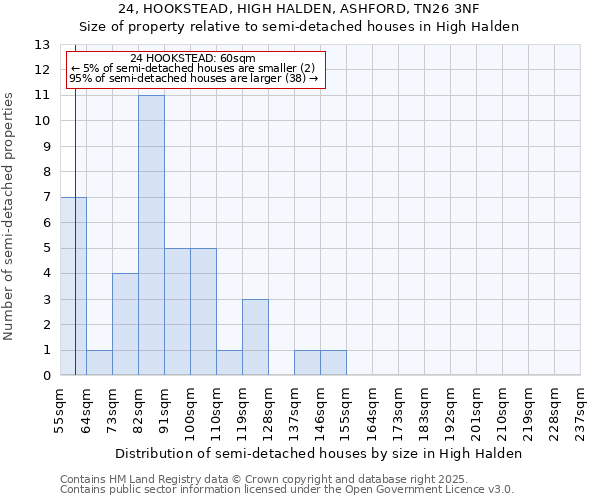 24, HOOKSTEAD, HIGH HALDEN, ASHFORD, TN26 3NF: Size of property relative to detached houses in High Halden