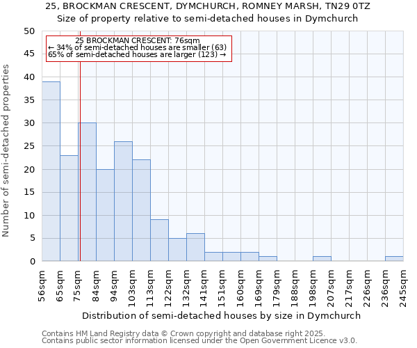 25, BROCKMAN CRESCENT, DYMCHURCH, ROMNEY MARSH, TN29 0TZ: Size of property relative to detached houses in Dymchurch