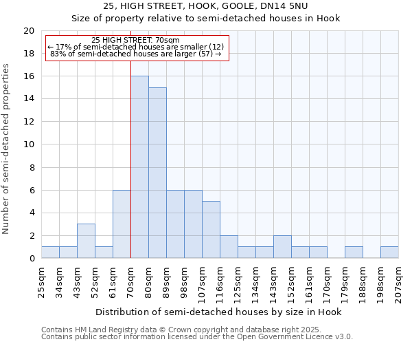 25, HIGH STREET, HOOK, GOOLE, DN14 5NU: Size of property relative to detached houses in Hook