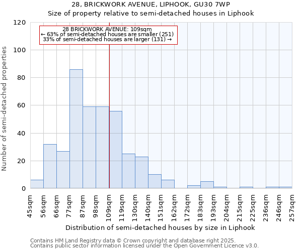 28, BRICKWORK AVENUE, LIPHOOK, GU30 7WP: Size of property relative to detached houses in Liphook