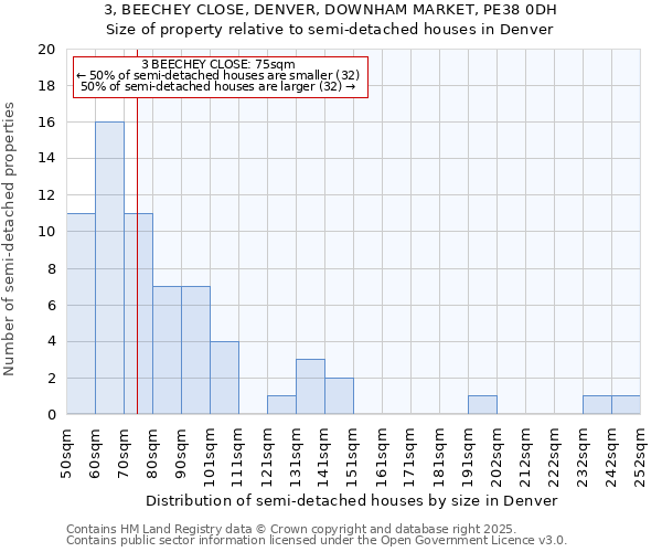 3, BEECHEY CLOSE, DENVER, DOWNHAM MARKET, PE38 0DH: Size of property relative to detached houses in Denver