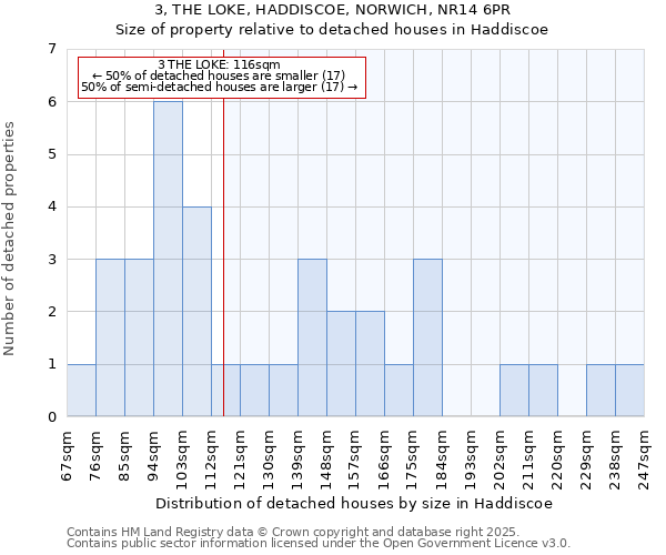 3, THE LOKE, HADDISCOE, NORWICH, NR14 6PR: Size of property relative to detached houses in Haddiscoe