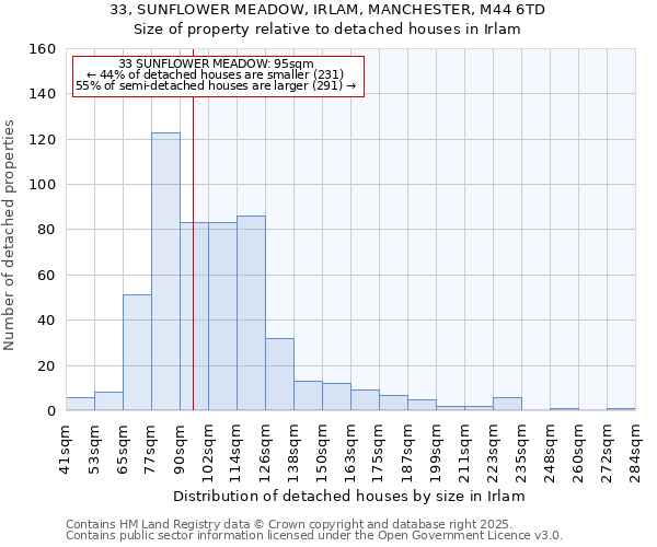 33, SUNFLOWER MEADOW, IRLAM, MANCHESTER, M44 6TD: Size of property relative to detached houses in Irlam