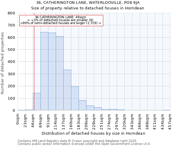 36, CATHERINGTON LANE, WATERLOOVILLE, PO8 9JA: Size of property relative to detached houses in Horndean