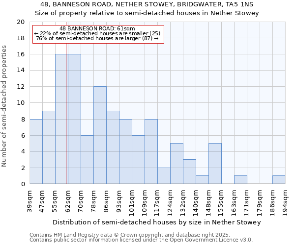 48, BANNESON ROAD, NETHER STOWEY, BRIDGWATER, TA5 1NS: Size of property relative to detached houses in Nether Stowey