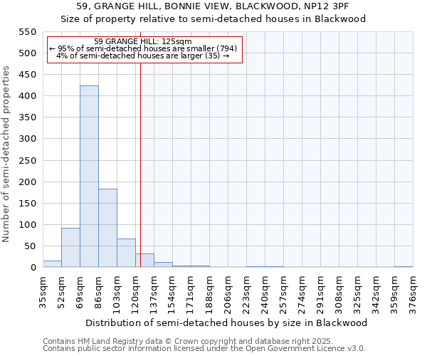 59, GRANGE HILL, BONNIE VIEW, BLACKWOOD, NP12 3PF: Size of property relative to detached houses in Blackwood