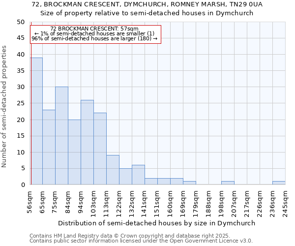 72, BROCKMAN CRESCENT, DYMCHURCH, ROMNEY MARSH, TN29 0UA: Size of property relative to detached houses in Dymchurch