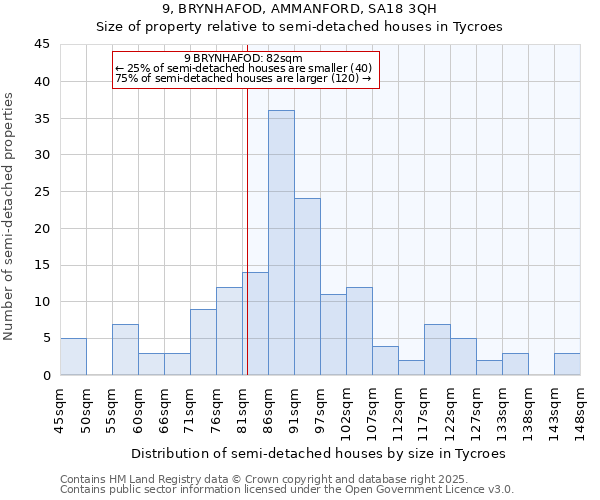 9, BRYNHAFOD, AMMANFORD, SA18 3QH: Size of property relative to detached houses in Tycroes