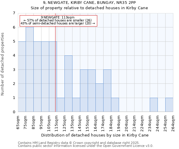 9, NEWGATE, KIRBY CANE, BUNGAY, NR35 2PP: Size of property relative to detached houses in Kirby Cane