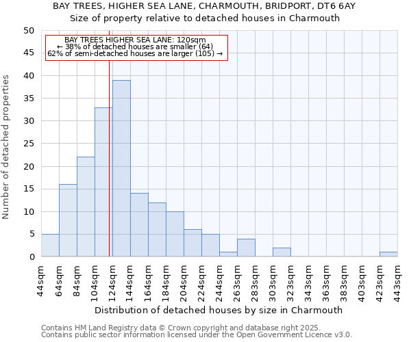 BAY TREES, HIGHER SEA LANE, CHARMOUTH, BRIDPORT, DT6 6AY: Size of property relative to detached houses in Charmouth