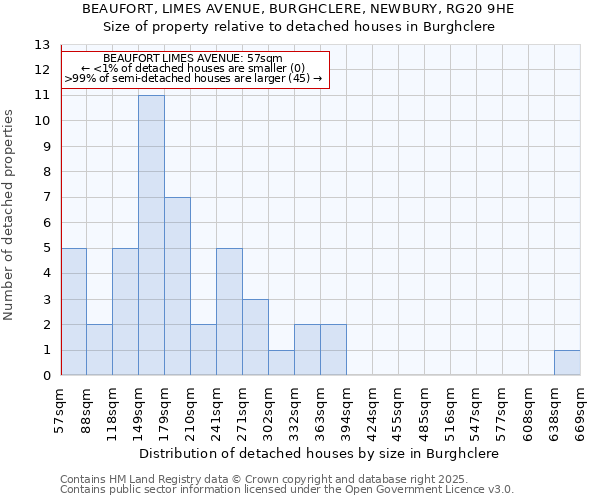 BEAUFORT, LIMES AVENUE, BURGHCLERE, NEWBURY, RG20 9HE: Size of property relative to detached houses in Burghclere