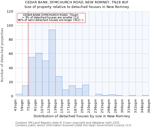 CEDAR BANK, DYMCHURCH ROAD, NEW ROMNEY, TN28 8UF: Size of property relative to detached houses in New Romney