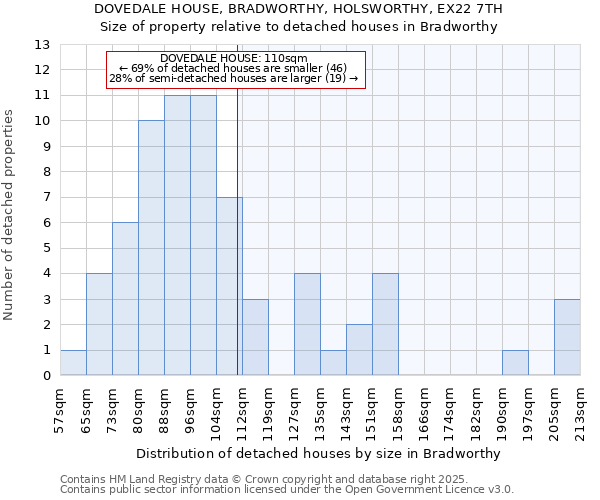 DOVEDALE HOUSE, BRADWORTHY, HOLSWORTHY, EX22 7TH: Size of property relative to detached houses in Bradworthy