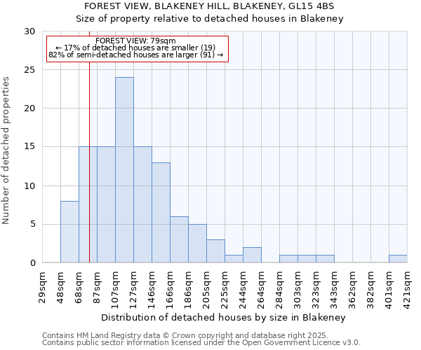 FOREST VIEW, BLAKENEY HILL, BLAKENEY, GL15 4BS: Size of property relative to detached houses in Blakeney