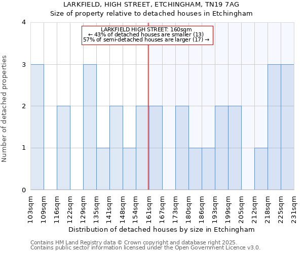 LARKFIELD, HIGH STREET, ETCHINGHAM, TN19 7AG: Size of property relative to detached houses in Etchingham