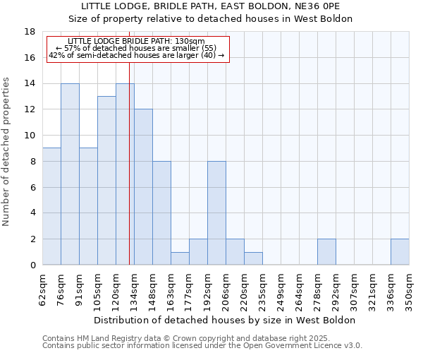 LITTLE LODGE, BRIDLE PATH, EAST BOLDON, NE36 0PE: Size of property relative to detached houses in West Boldon