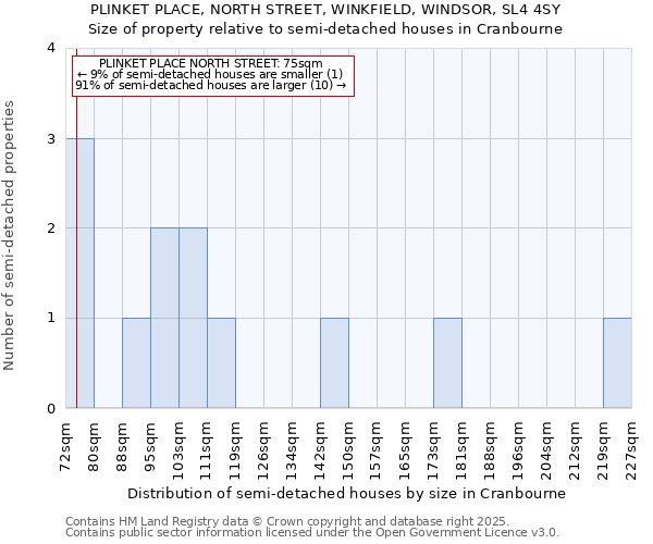 PLINKET PLACE, NORTH STREET, WINKFIELD, WINDSOR, SL4 4SY: Size of property relative to detached houses in Cranbourne