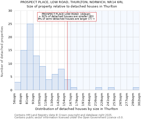 PROSPECT PLACE, LOW ROAD, THURLTON, NORWICH, NR14 6RL: Size of property relative to detached houses in Thurlton