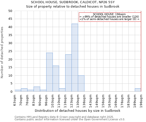 SCHOOL HOUSE, SUDBROOK, CALDICOT, NP26 5SY: Size of property relative to detached houses in Sudbrook