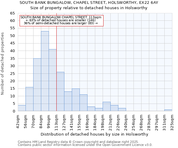 SOUTH BANK BUNGALOW, CHAPEL STREET, HOLSWORTHY, EX22 6AY: Size of property relative to detached houses in Holsworthy